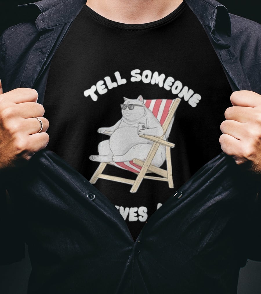 Chubby Cat Sitting On Chair Tell Someone Who Gives A Shit T-Shirt