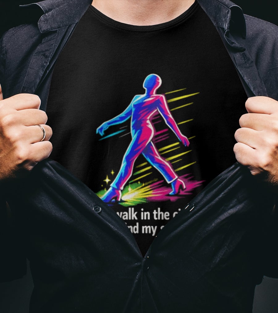 How I Walk In The Cinema To Find My Seat Colorful Strutting Figure T-Shirt
