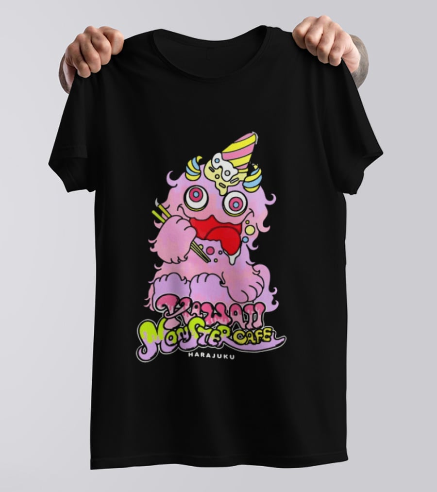 Kawaii Monster Cafe Harajuku Pink Fluffy Creature Fun T-Shirt