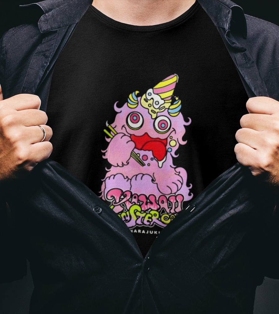 Kawaii Monster Cafe Harajuku Pink Fluffy Creature Fun T-Shirt