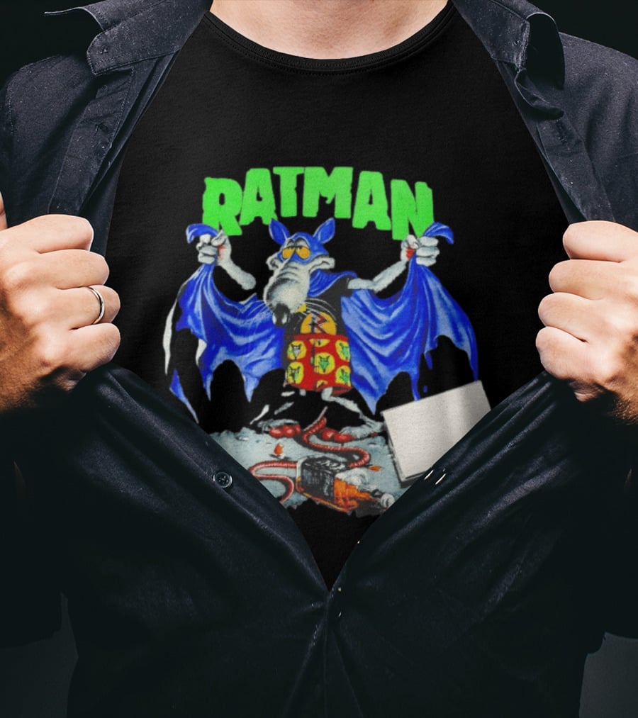 Ratman Comic Parody Superhero Character With Cape And Rats T-Shirt