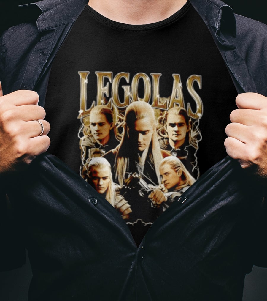 Legolas Character Collage From Lord Of The Rings T-Shirt