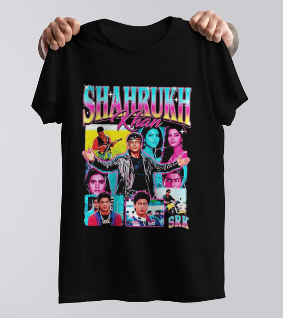 SHAHRUKH KHAN SRK Kajol Juhi Chawla Guitar Motorcycle T-Shirt