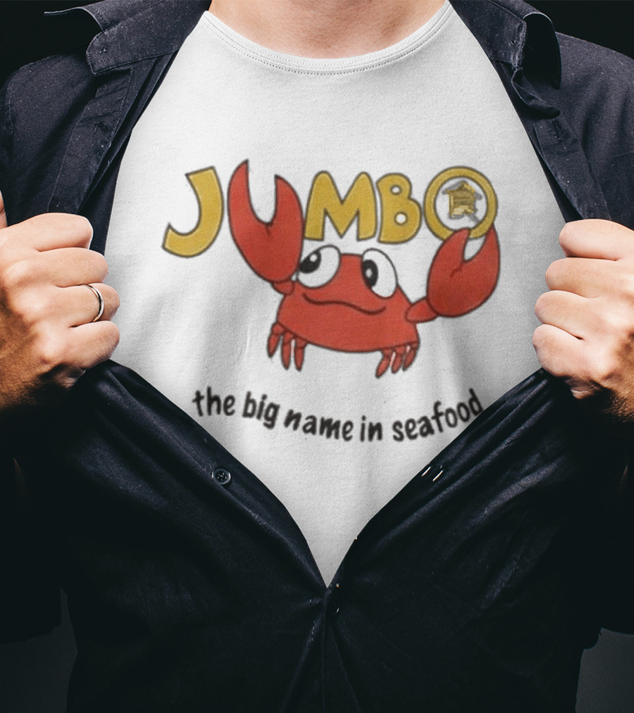 Jumbo The Big Name In Seafood Red Crab Cartoon T-Shirt