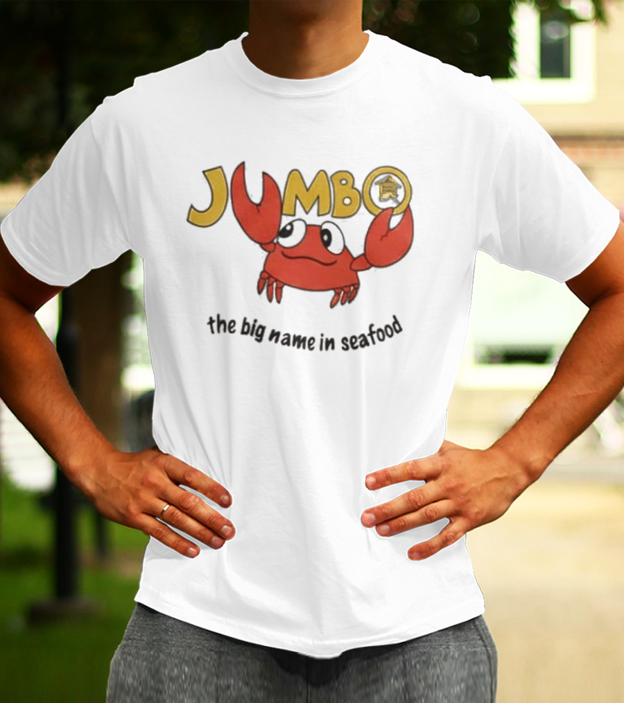 Jumbo The Big Name In Seafood Red Crab Cartoon T-Shirt