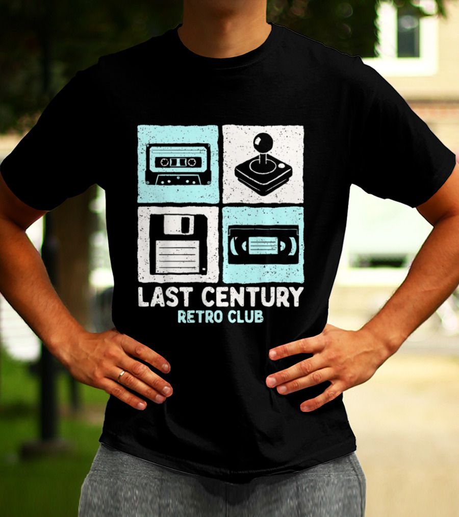 Last Century Retro Club Cassette Tape Joystick Floppy Disk Video Tape T-Shirt