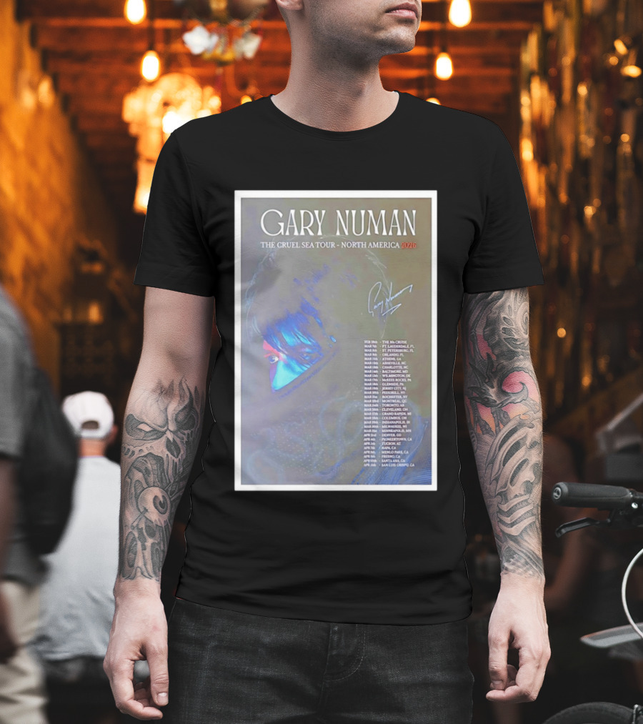 Gary Numan The Cruel Sea Tour North America 2026 Signed T-Shirt
