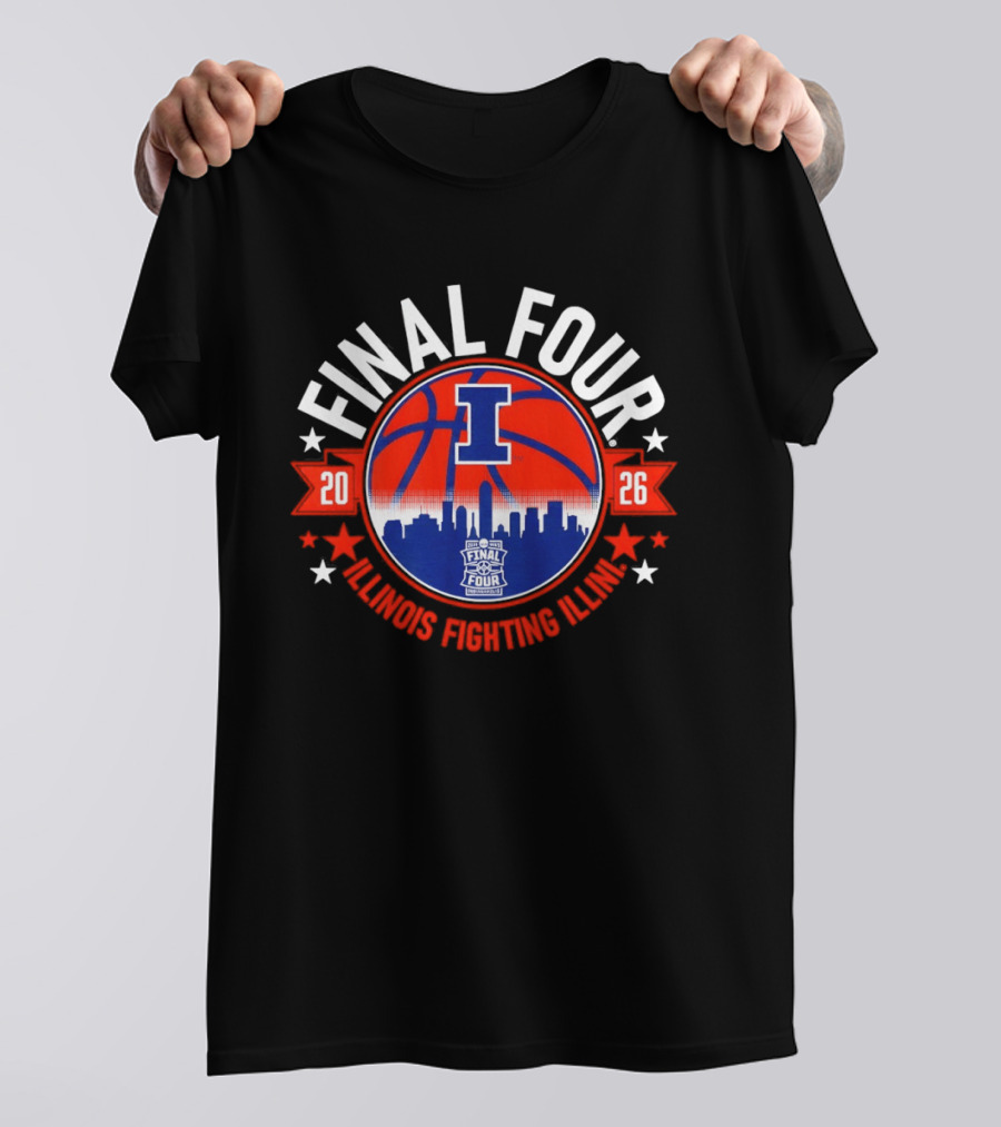 Illinois Fighting Illini 2026 Final Four Basketball Skyline T-Shirt