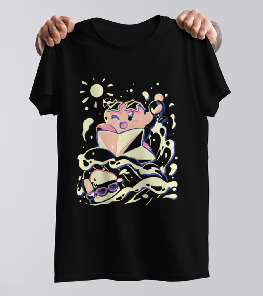 Kirby Ride The Wave Star Sunglasses And Surf Adventure T-Shirt