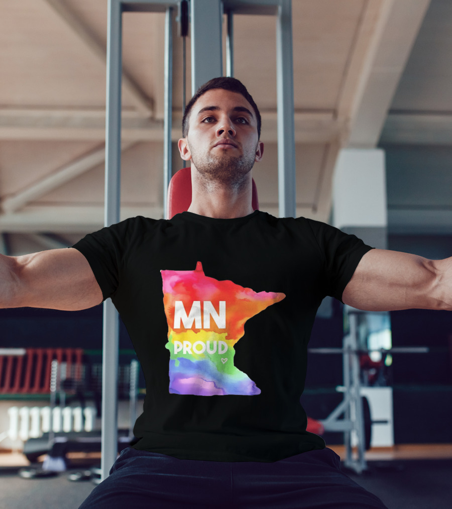 MN Proud Rainbow Heart Minnesota Map T-Shirt