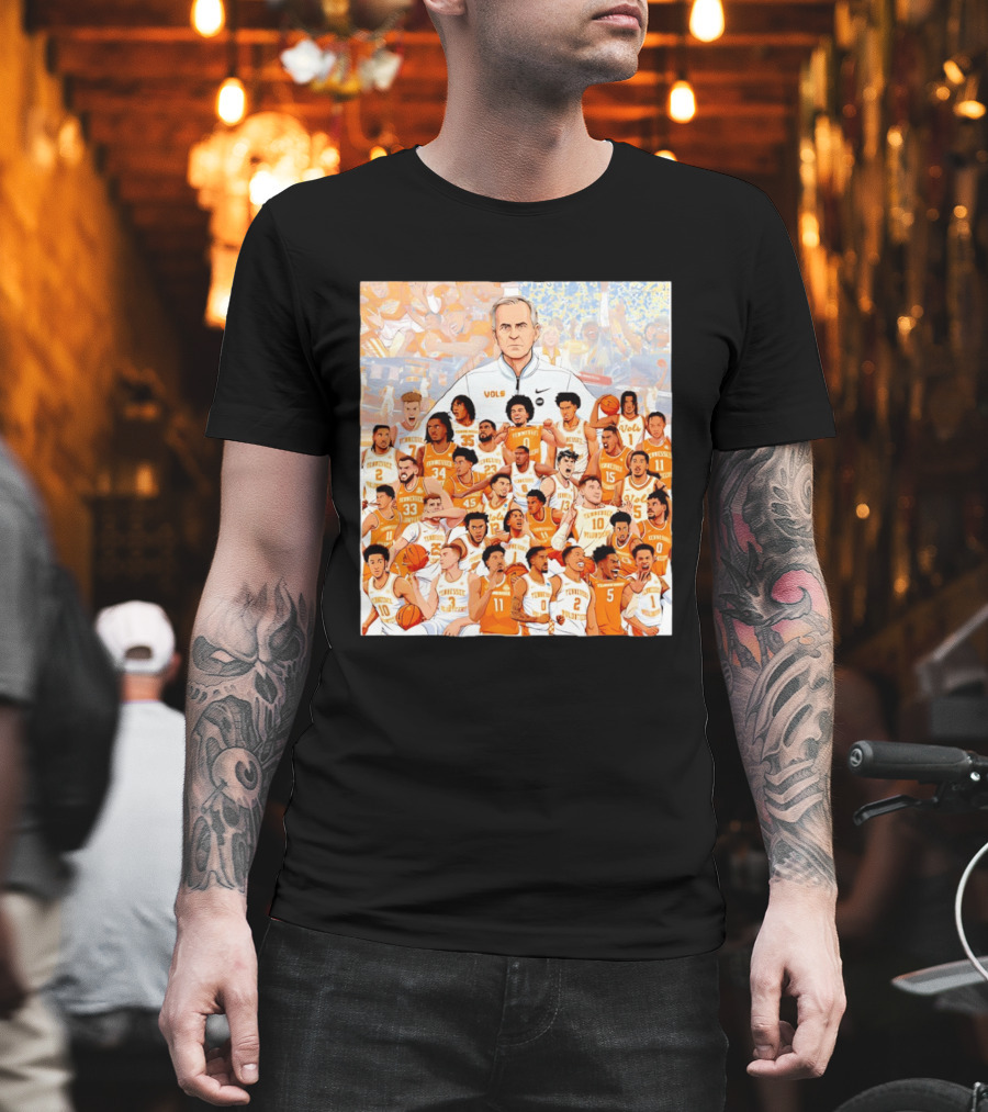 Tennessee Volunteers Basketball Team Illustration Coach Vols Players T-Shirt