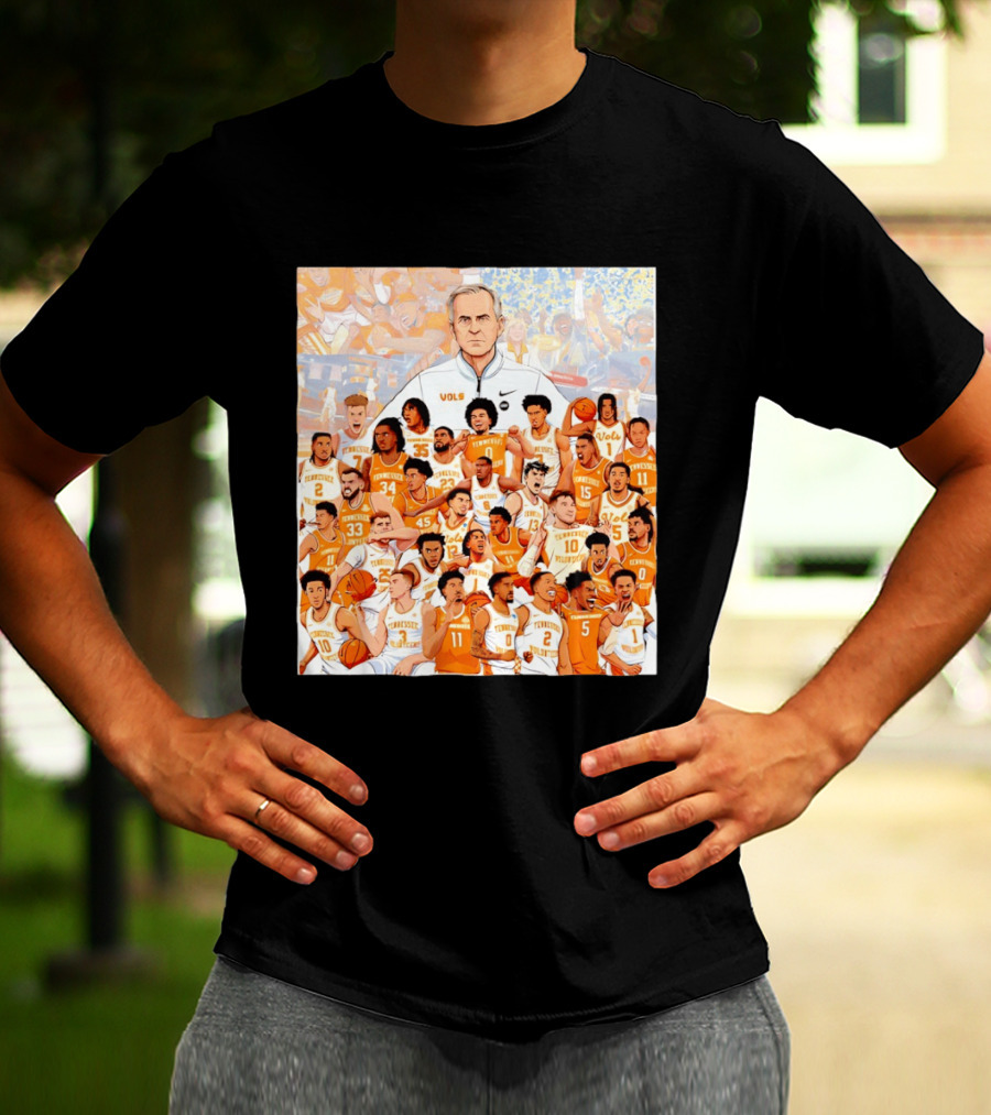 Tennessee Volunteers Basketball Team Illustration Coach Vols Players T-Shirt