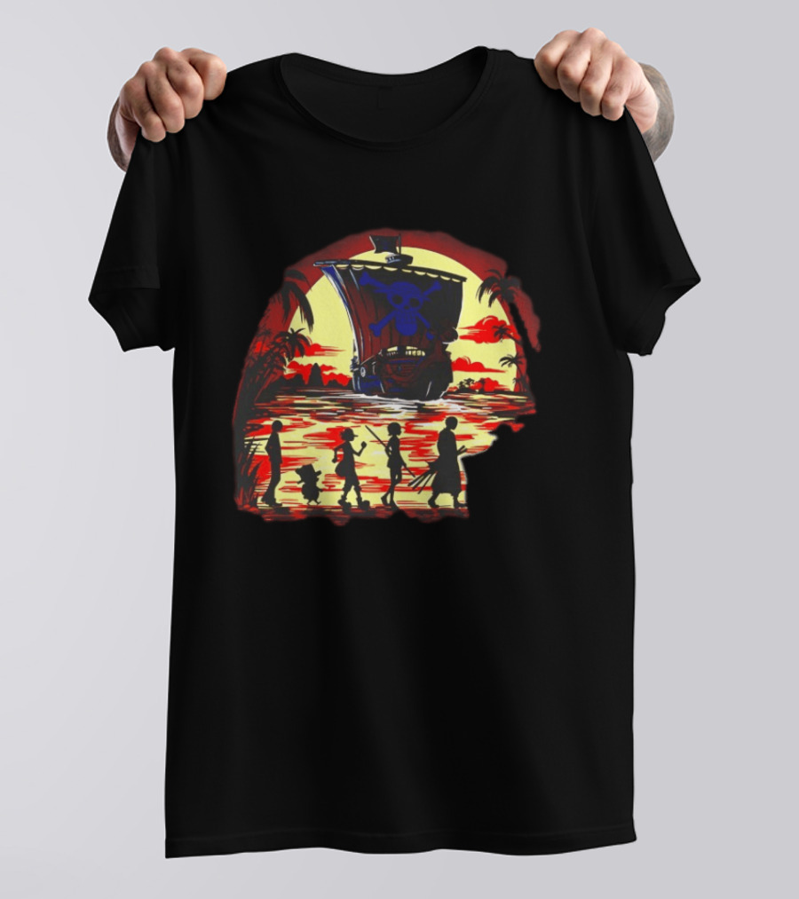 Fellowship Straw Hat Pirates Going Merry Sunset Adventure T-Shirt