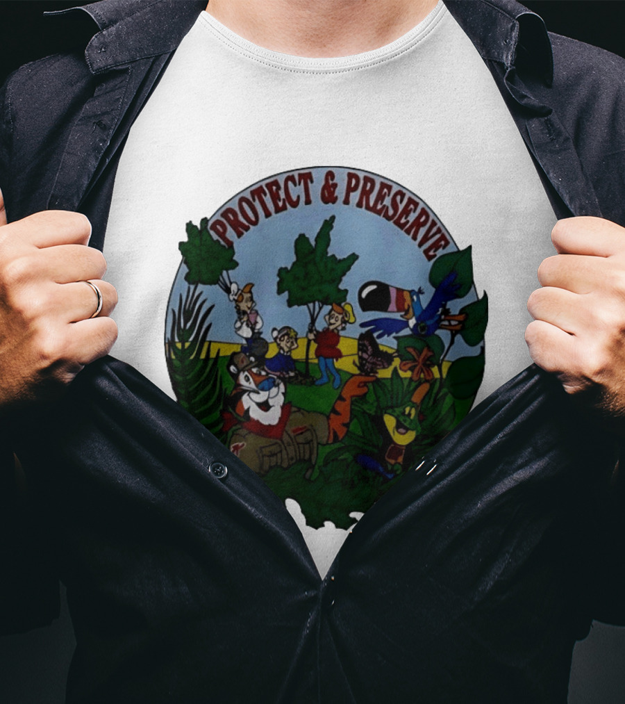 1993 Kelloggs Tony The Tiger Protect Preserve Environmentalist Kids Nature T-Shirt