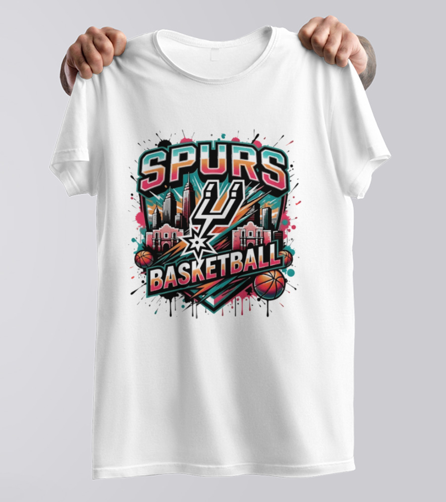 San Antonio Spurs Fiesta Skyline Basketball T-Shirt