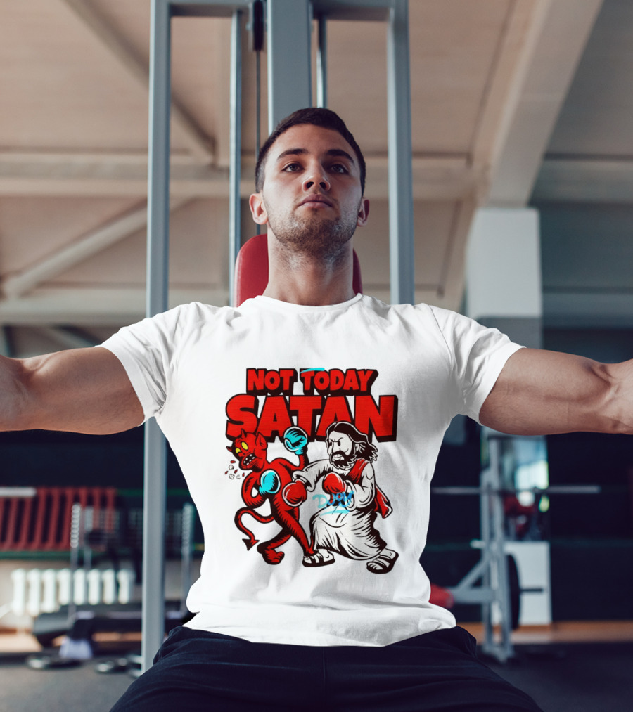 Not Today Satan God Versus Devil Boxing Match T-Shirt