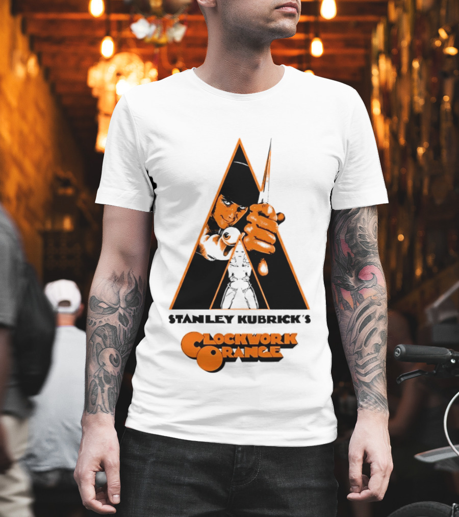 Work Orange Stanley Kubrick Iconic Image With Knife And Triangle T-Shirt