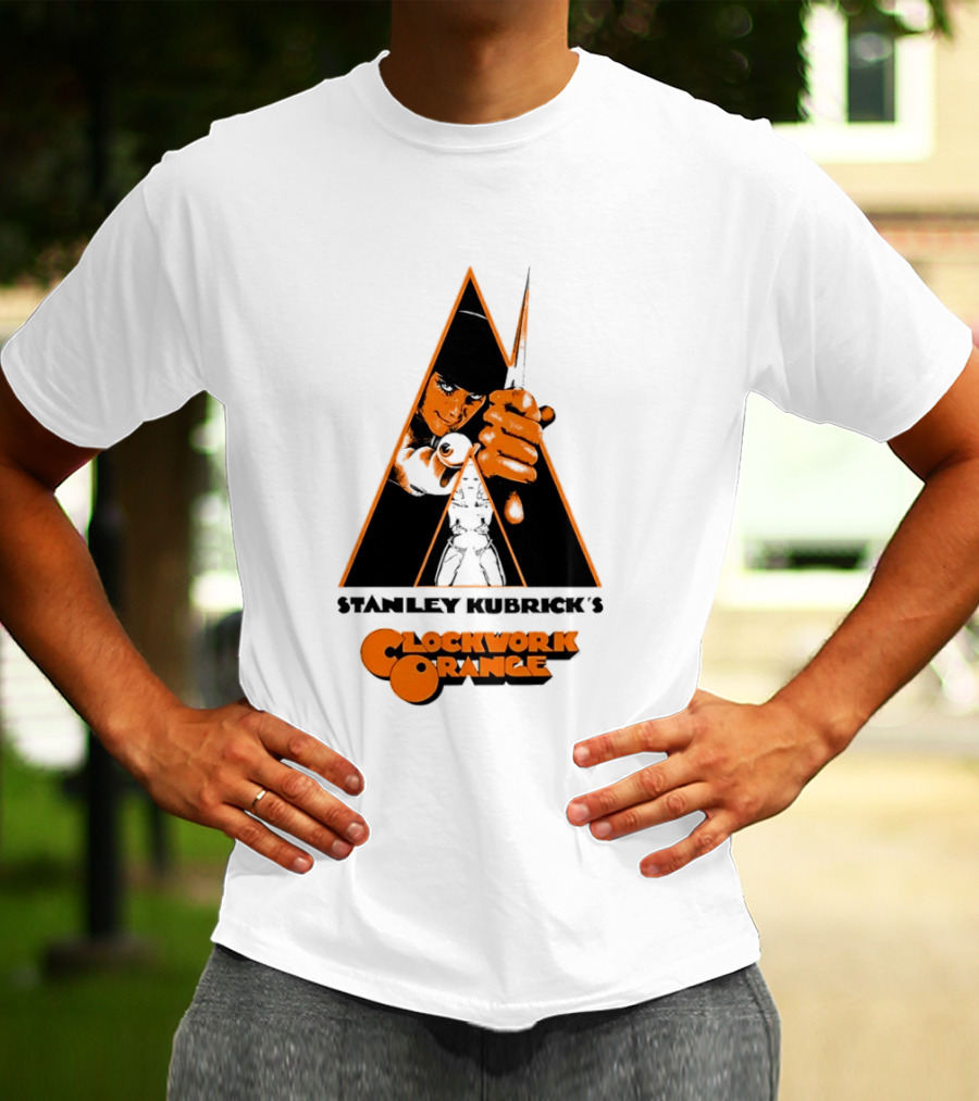 Work Orange Stanley Kubrick Iconic Image With Knife And Triangle T-Shirt