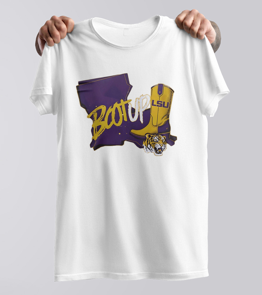 Welcome Home Coach Will Wade Boot Up LSU Tigers Louisiana Map And Boot With LSU Logo And Tiger Head T-Shirt