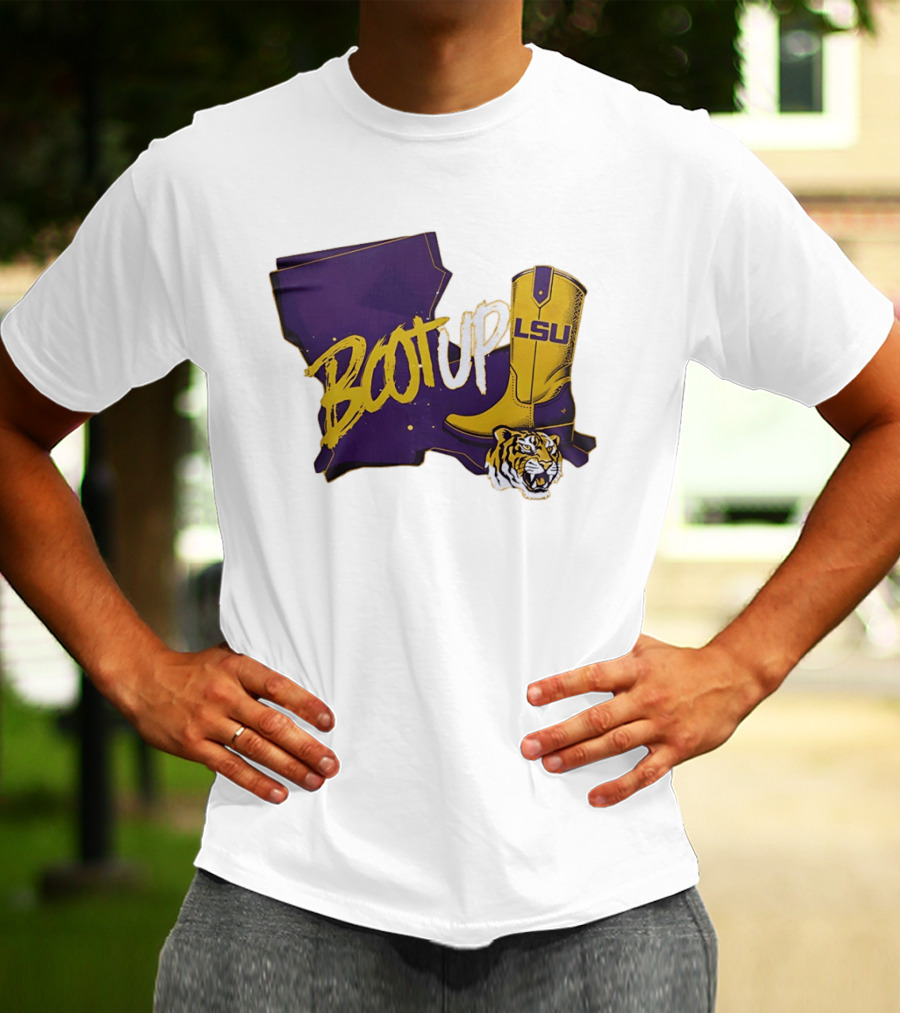 Welcome Home Coach Will Wade Boot Up LSU Tigers Louisiana Map And Boot With LSU Logo And Tiger Head T-Shirt