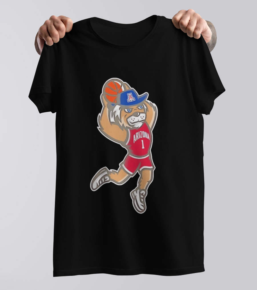 Arizona Wildcats Wilbur Mascot Dunking Basketball Animation T-Shirt