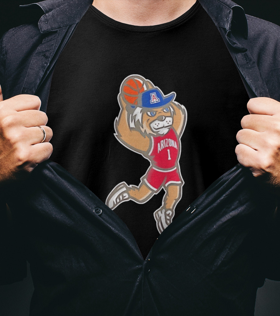 Arizona Wildcats Wilbur Mascot Dunking Basketball Animation T-Shirt