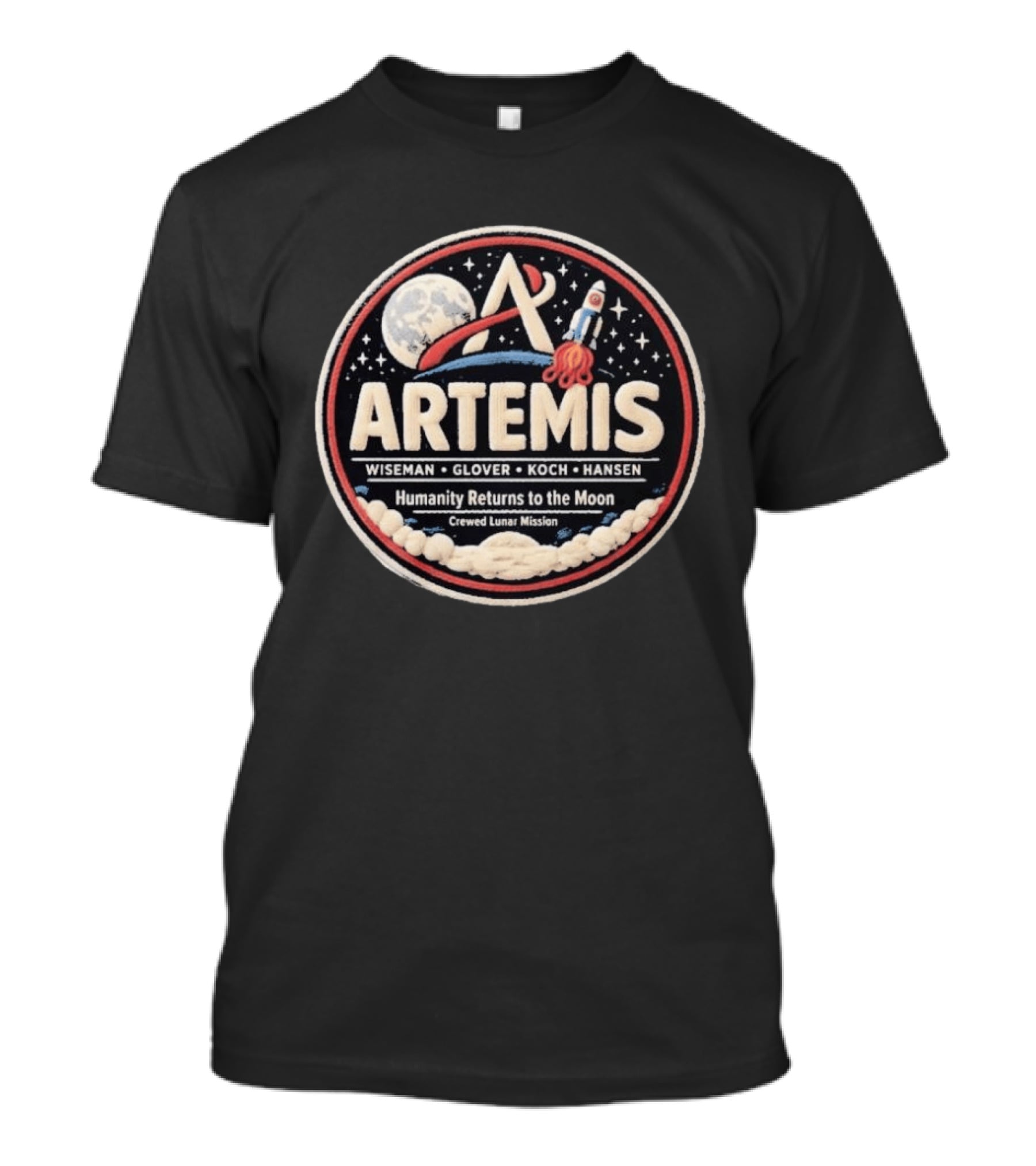 Artemis 2 Mission Faux Lunar Patch NASA T-Shirt