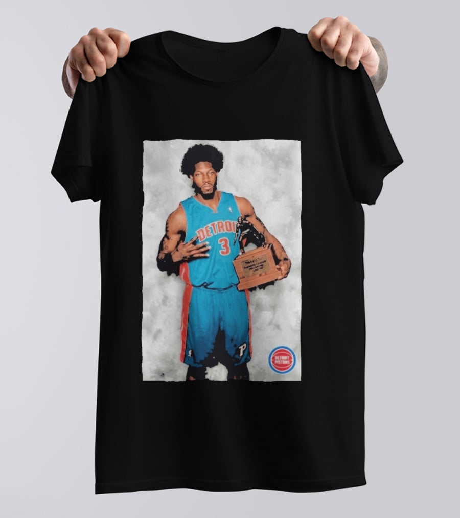 Ben Wallace Detroit Pistons Number 3 Defensive Player Of The Year MVP Recognition T-Shirt