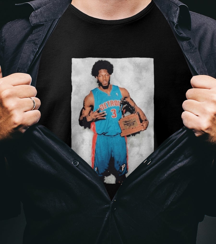 Ben Wallace Detroit Pistons Number 3 Defensive Player Of The Year MVP Recognition T-Shirt