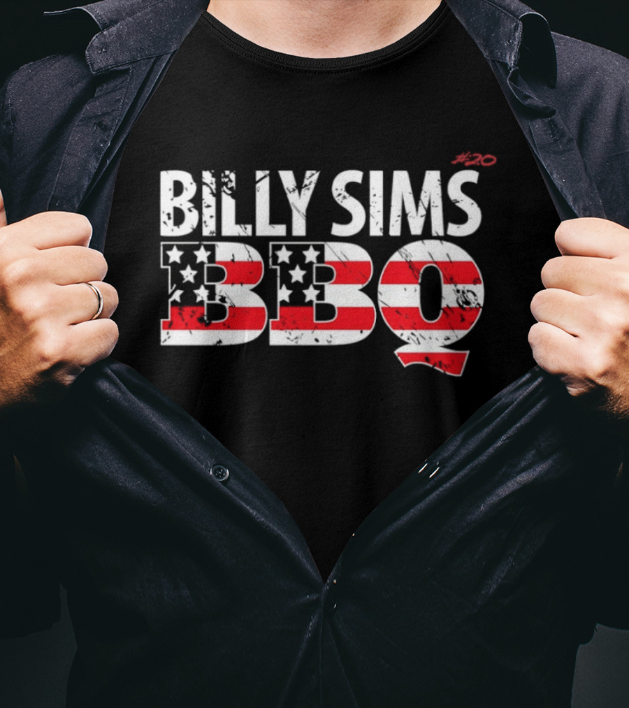 Billy Sims BBQ American Flag Stars And Stripes T-Shirt