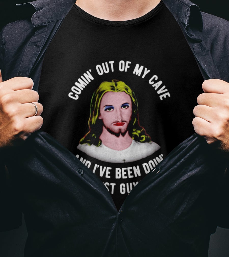 Comin' Out Of My Cave And I've Been Doin' Just Guys Retro Jesus T-Shirt