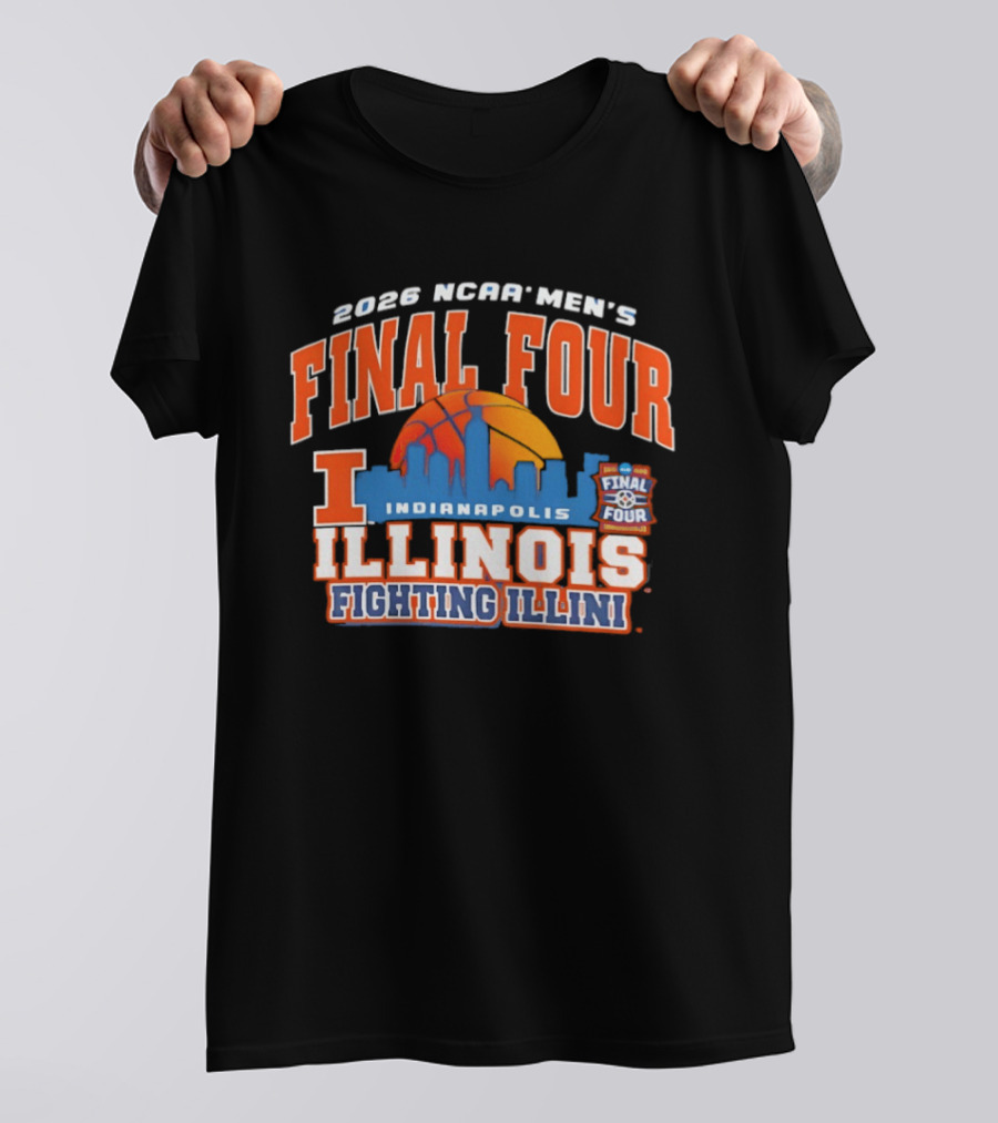 2026 NCAA Men's Final Four Indianapolis Illinois Fighting Illini Basketball Skyline T-Shirt