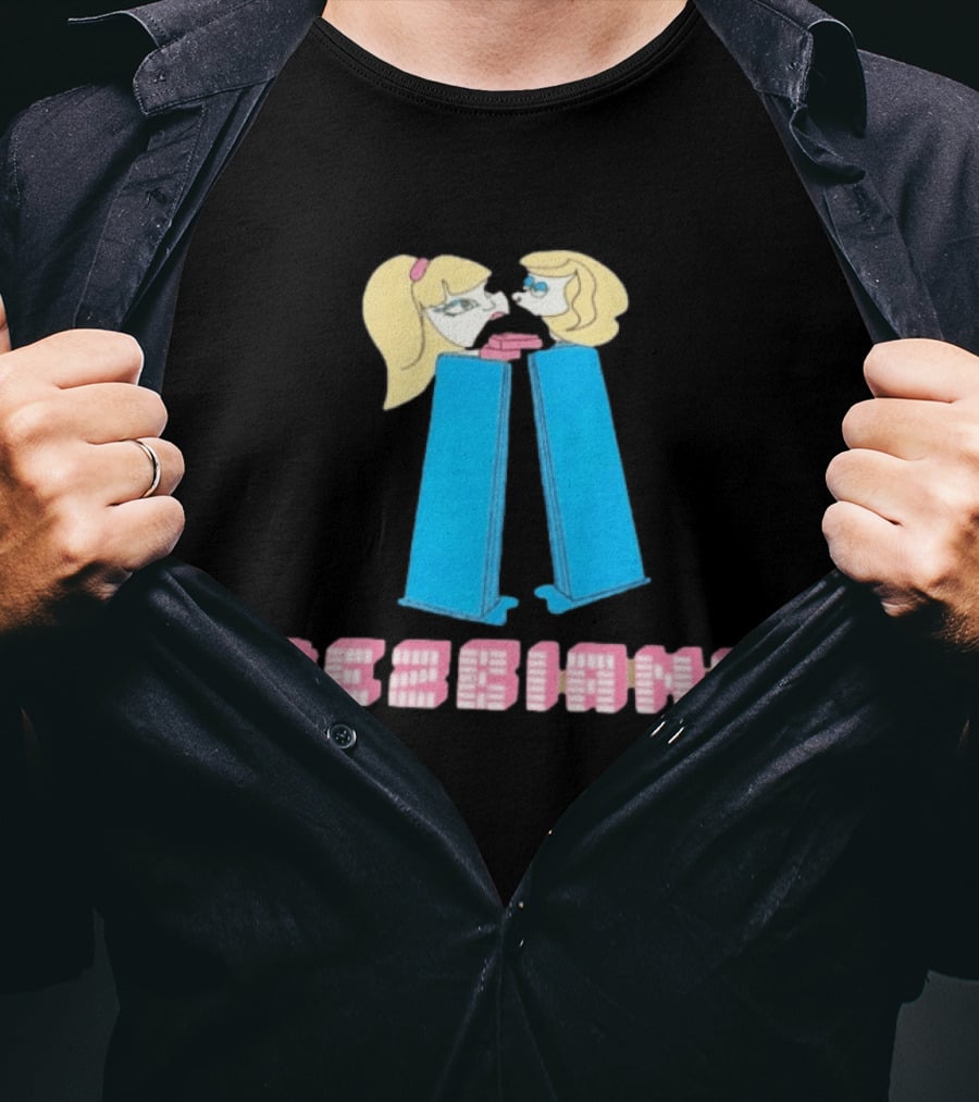 Pesbians Blonde Couple Kissing Meme Pez Dispenser T-Shirt