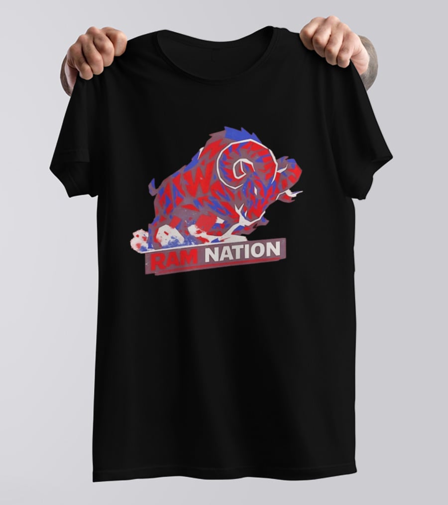 Ram Nation Red Blue Charging Ram T-Shirt