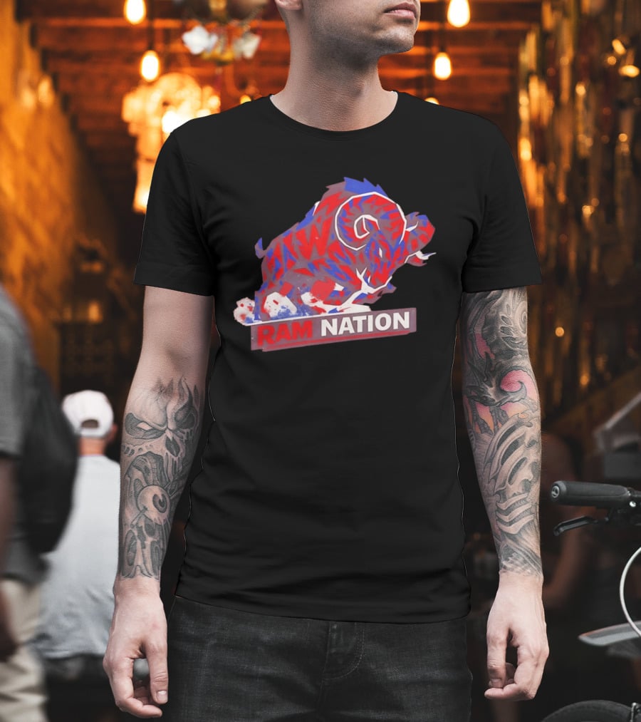 Ram Nation Red Blue Charging Ram T-Shirt