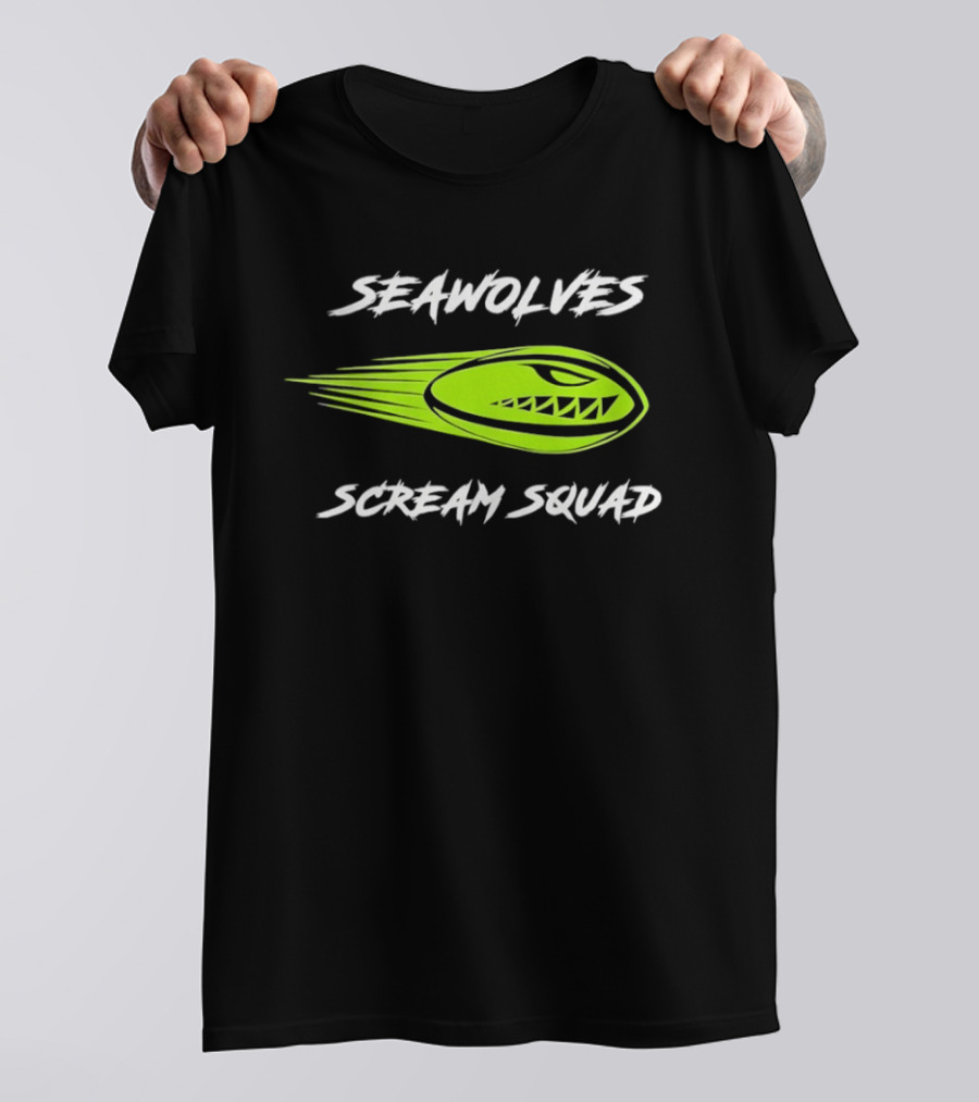 Seawolves Scream Squad Rugby Branding Lime Green Fierce T-Shirt