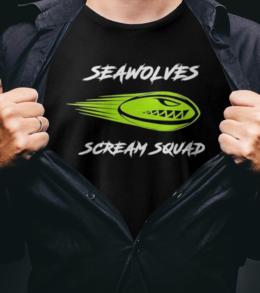 Seawolves Scream Squad Rugby Branding Lime Green Fierce T-Shirt