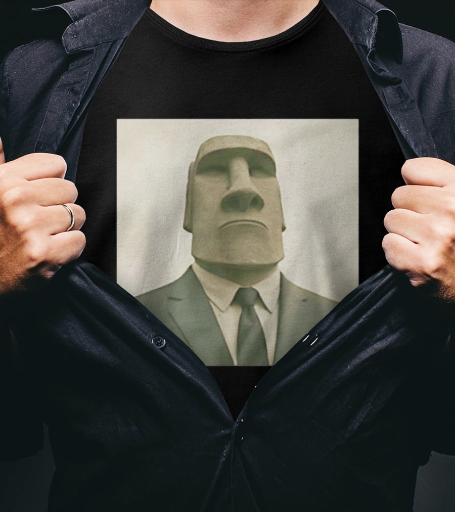 Moai Statue Wearing Business Suit T-Shirt