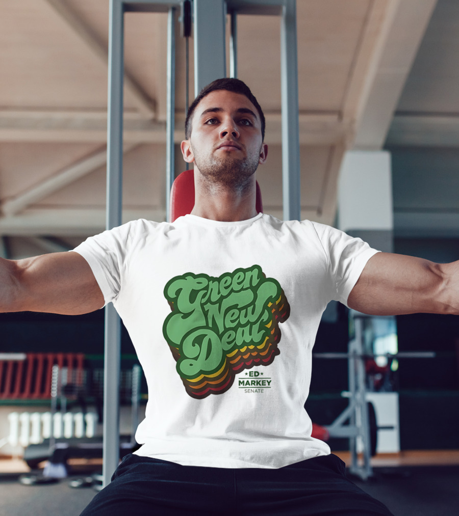 Green New Deal Ed Markey Senate Retro Font T-Shirt