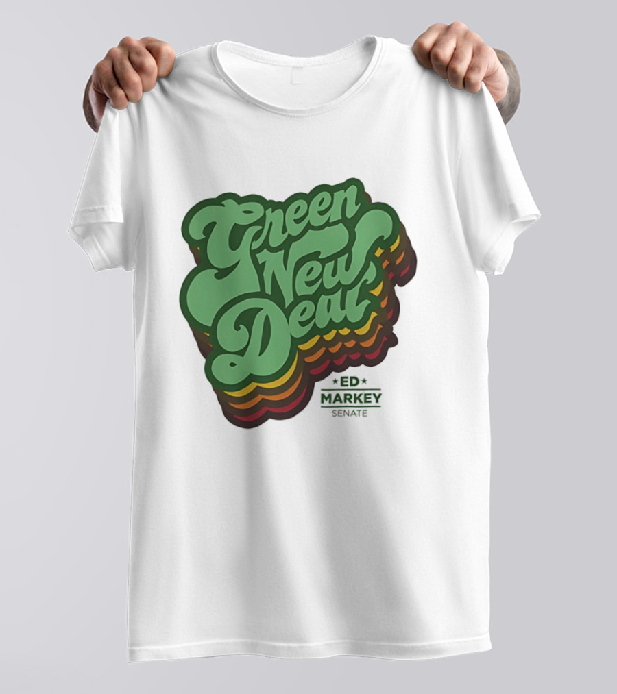 Green New Deal Ed Markey Senate Retro Font T-Shirt