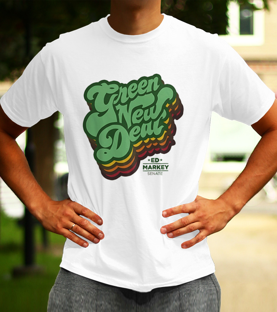 Green New Deal Ed Markey Senate Retro Font T-Shirt