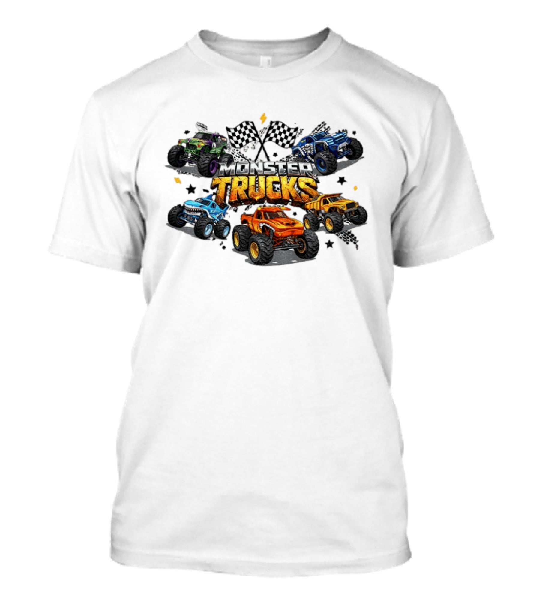Monster Trucks Racing Checkered Flags Adventure T-Shirt
