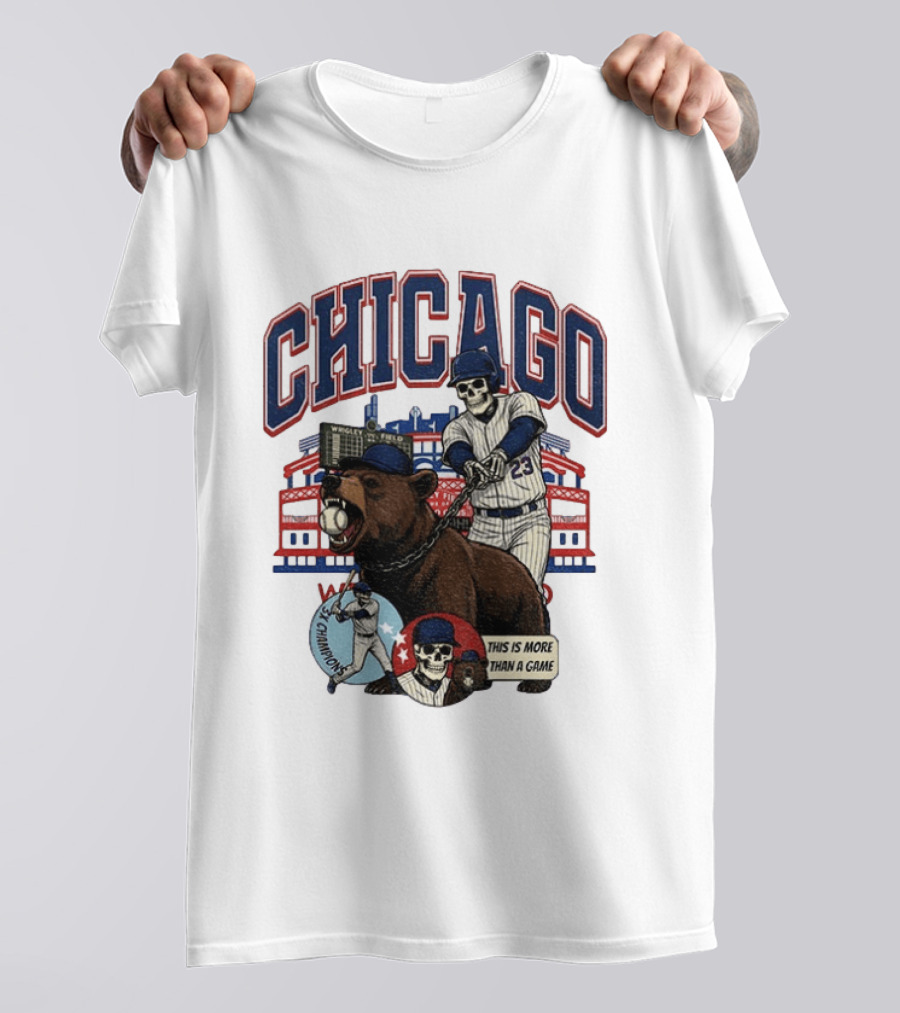 Chicago Cubs Wrigley Field Skeleton Baseball Champions This Is More Than A Game T-Shirt