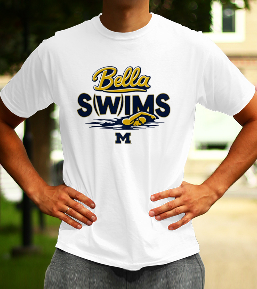 Bella Swims Michigan Wolverines M University Swimming T-Shirt