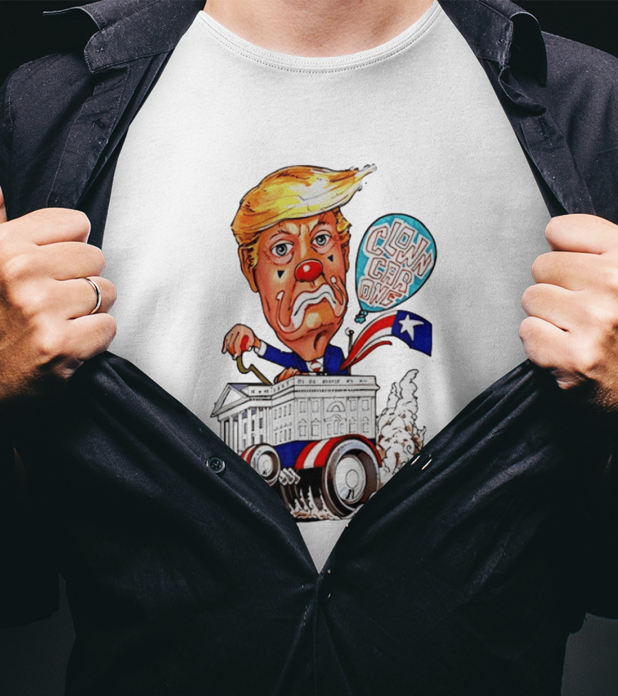 Clown Car One Cartoon Trump White House Sátira Política Divertida T-Shirt