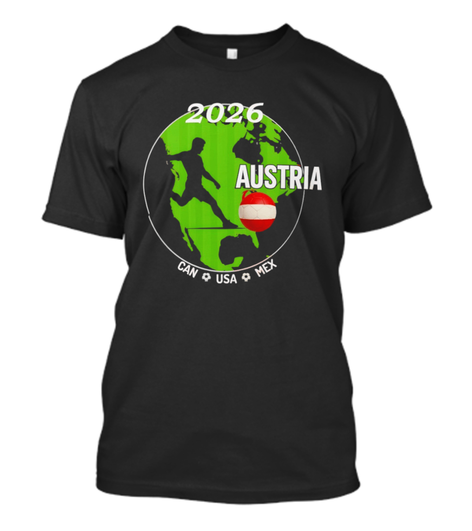 Austria Football 2026 CAN USA MEX World Cup Soccer Map T-Shirt
