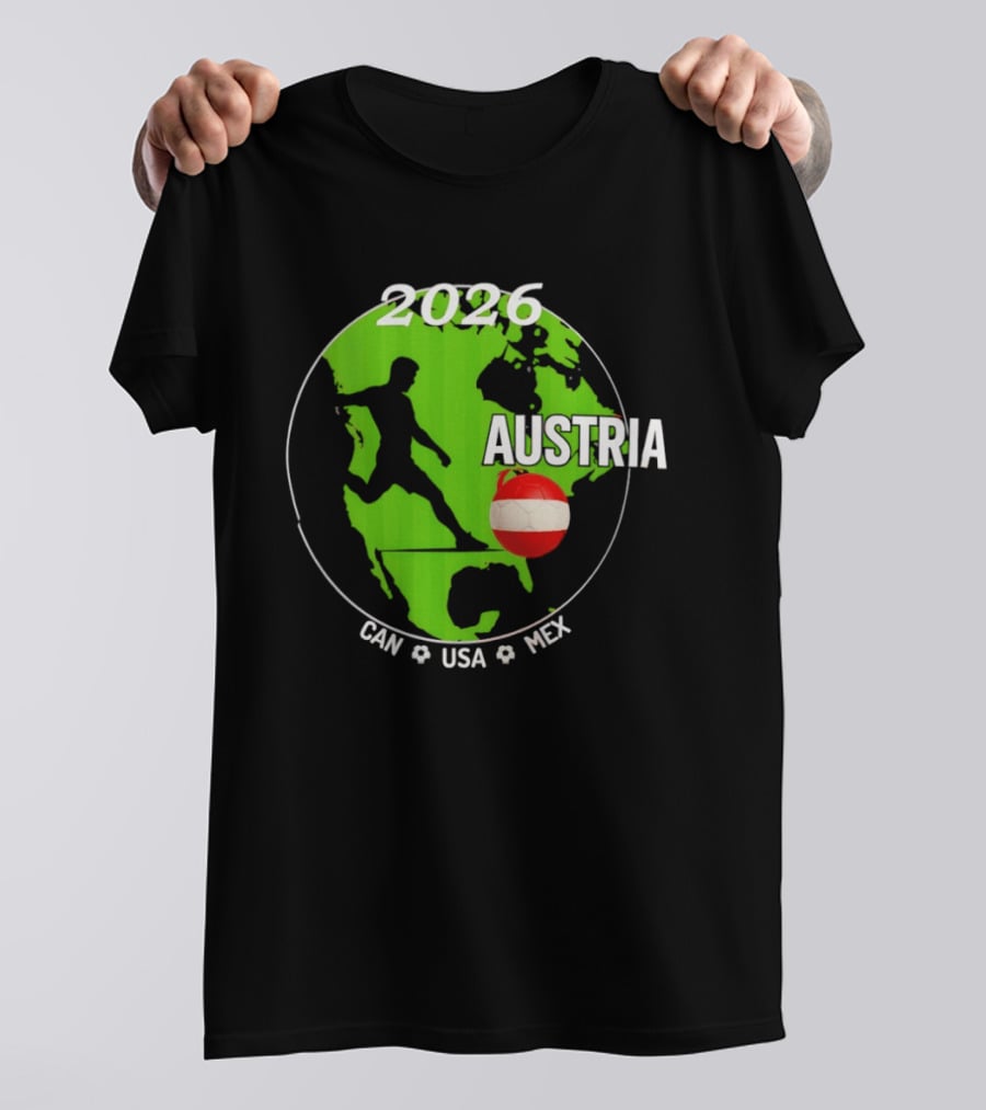 Austria Football 2026 CAN USA MEX World Cup Soccer Map T-Shirt