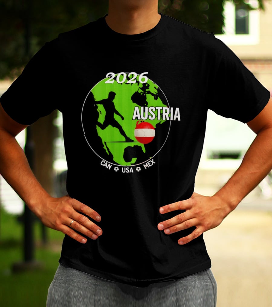 Austria Football 2026 CAN USA MEX World Cup Soccer Map T-Shirt