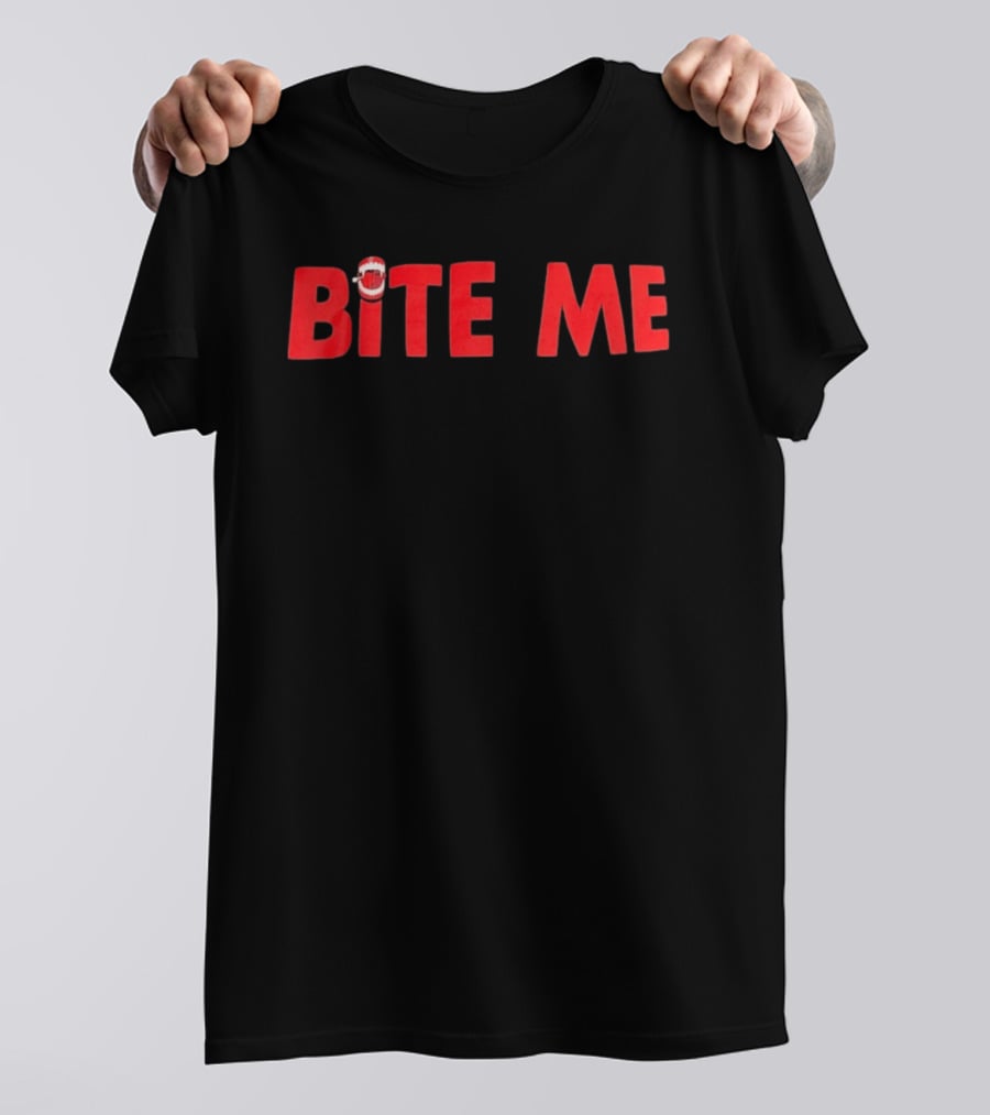 Bite Me Halloween Vampire Teeth Red Letters T-Shirt