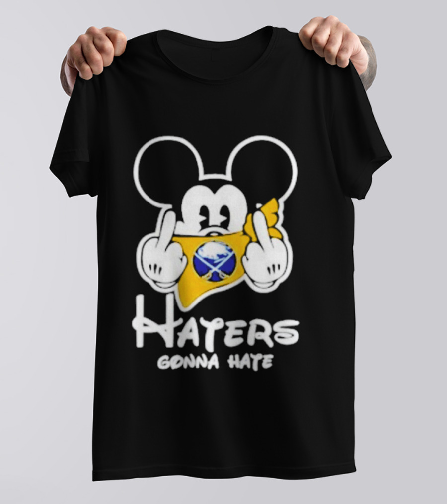 Buffalo Sabres Mickey Haters Gonna Hate Middle Finger Hockey Fan T-Shirt